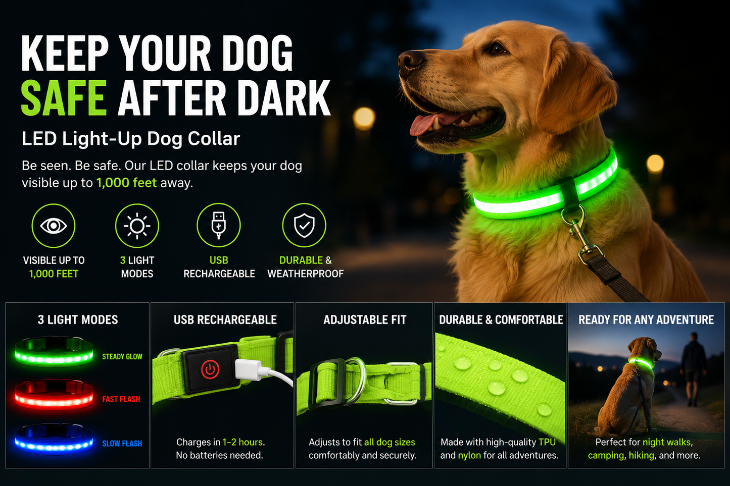 LED Light-Up Dog Collar